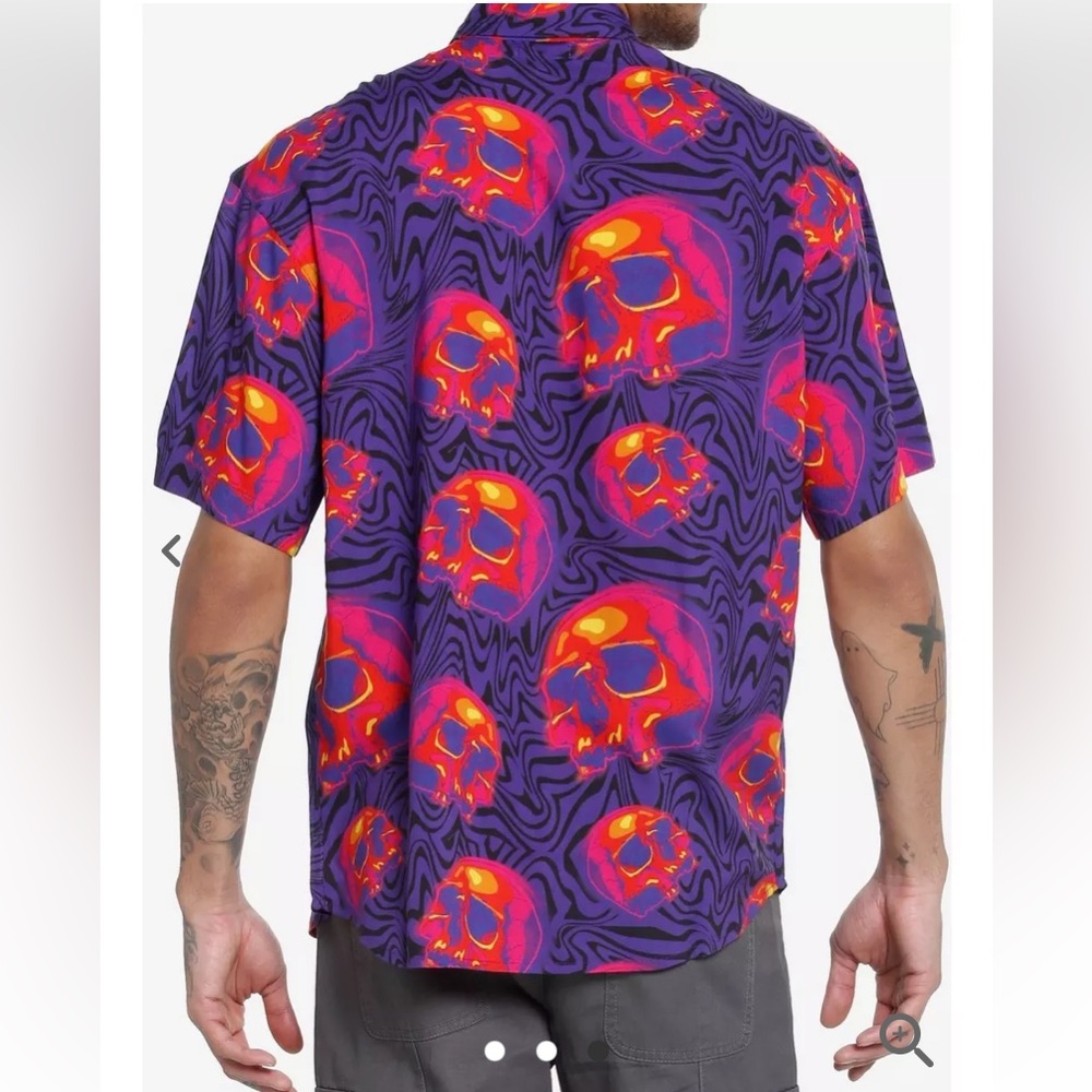 NWTS HOT TOPIC MENS SKULL SHIRT - Picture 3 of 11